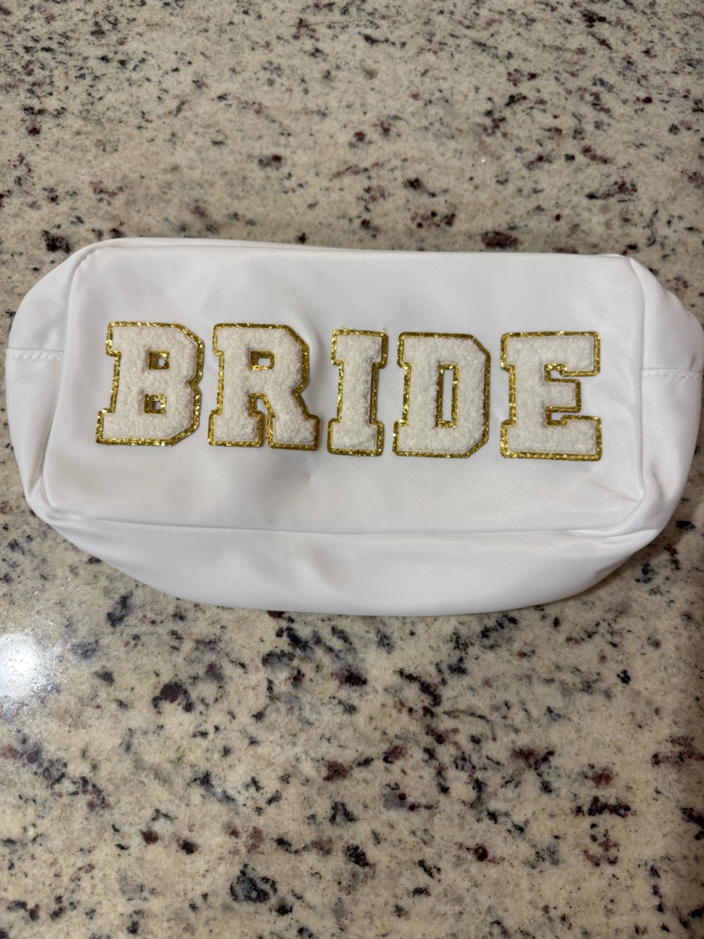 Bride White Cosmetic Bag with Gold Trim